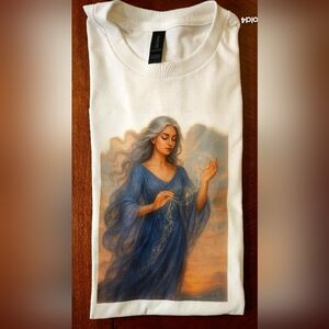Custom Design! NWOT Mystical Blue and White Art Tee
